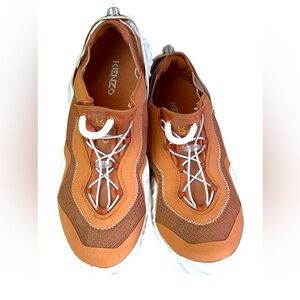 Kenzo Men’s Wave Runway Low-Top Lace-up Orange Sneakers Size 44 EU